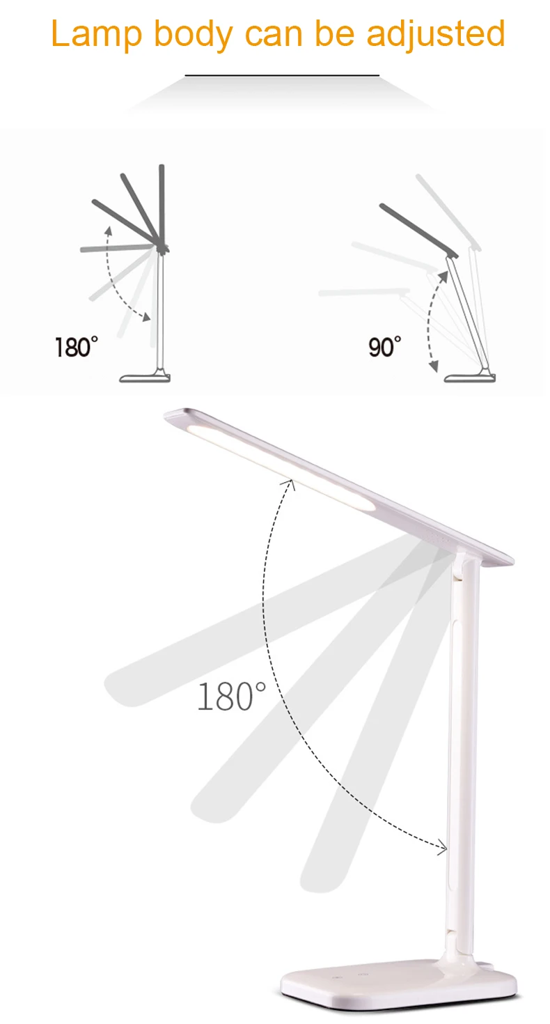 Светодио дный настольная лампа складная затемнения настольная лампа Защита глаз USB исследование лампы Touch Сенсор чтение книги свет для