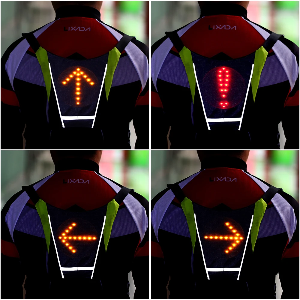 Best Lixada Outdoor Sport Cycling Bag Gear for Cycling USB Reflective Vest Backpack with LED Turn Signal Light Remote Control 6