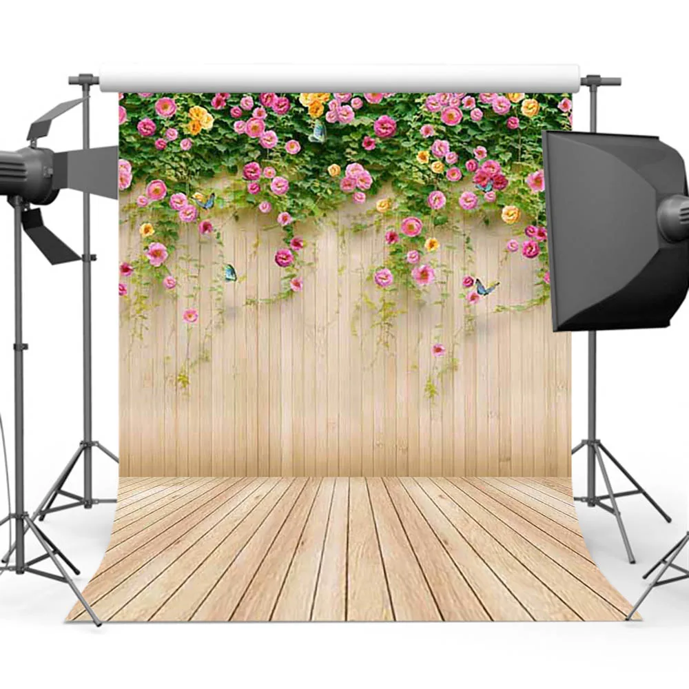 Buy Mehofoto Wood Backdrops for Photography Pink Floral Photo Background for