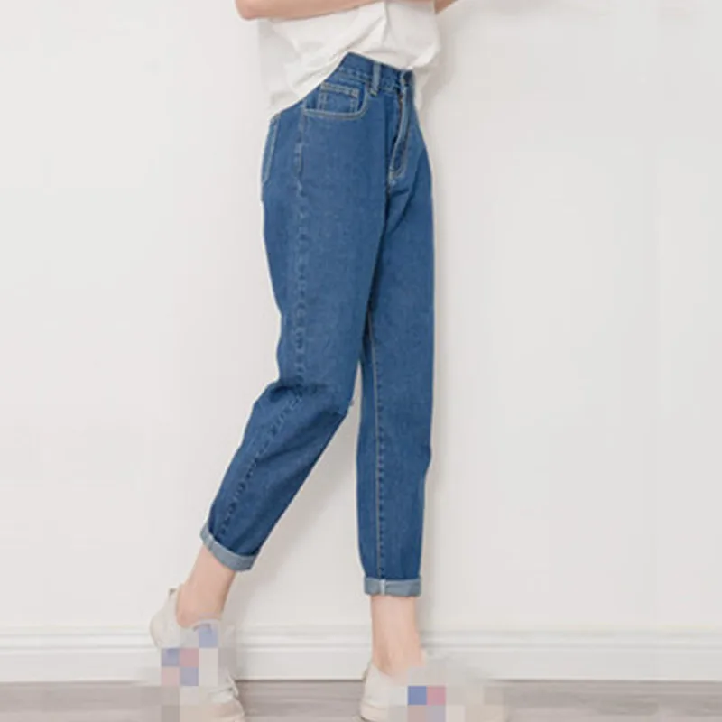 B2429, новинка, Корейская версия, весна-лето, женские модные свободные и прямые джинсы с высокой талией, недорогие