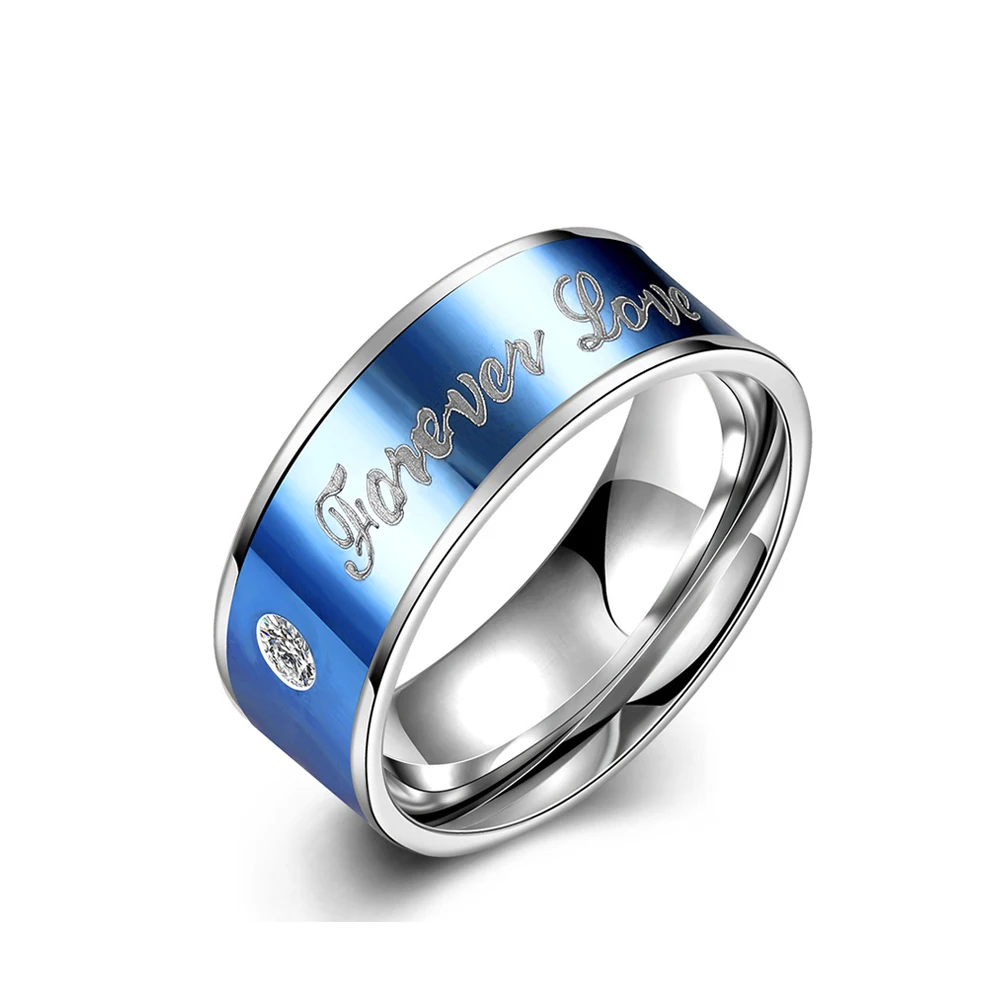 

Blue Color Stainless Steel AAA Cubic Zirconia Metal Ring for Men Forever Love Statement Suitable for Wedding and Engagement 2018