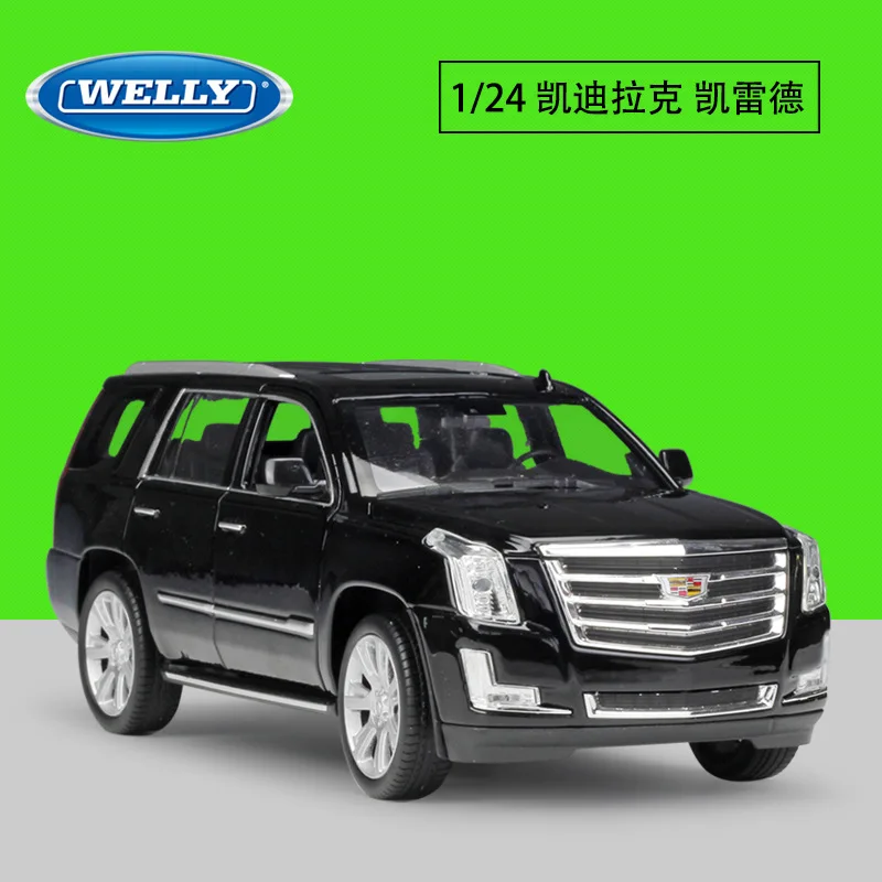 WELLY 1/24 масштабная модель автомобиля игрушки Cadillac Escalade SUV литая под давлением металлическая модель автомобиля игрушка для коллекции, подарка, детей - Цвет: Черный