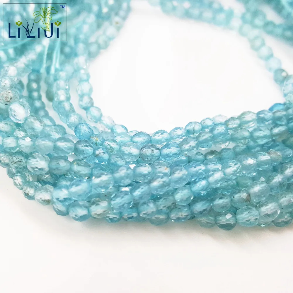

LiiJi Unique Apatite about 3mm Round Shape Facted beads approx 39cm DIY Jewelry Making Bracelet Necklace