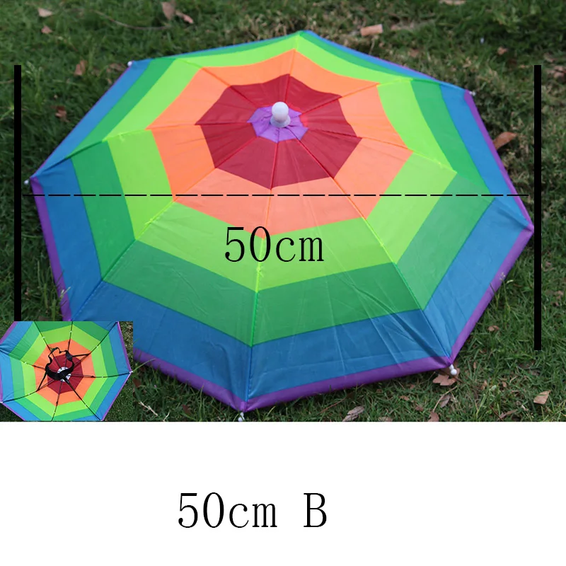 YADA Outdoor Umbrella Hat Novelty Foldable Sun&Rainy Day Hands Free Rainbow Folding & Waterproof Multicolor Hat Cap Stock YS0018 umbrella hat
