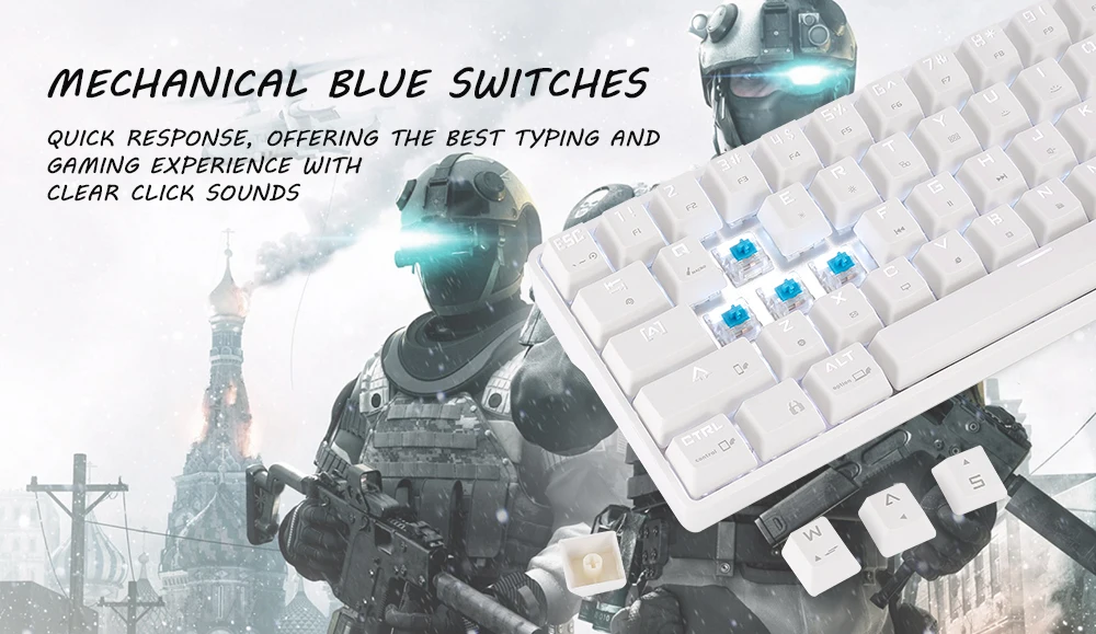 DK61 Desktop Wired Wireless Blue Switch 61 Keys Keyboard RGB Backlight for Home Game Office