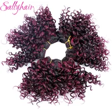 Sallyhair Ombre цвет афро кудрявые вязанные волосы смешанные Черные бордовые синтетические волосы для наращивания 3 шт./лот Weavings