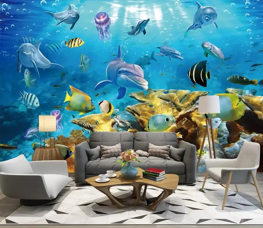 Дельфин обои для гостиной 3D ТВ фон стены на заказ 3d фото фрески|Обои| |