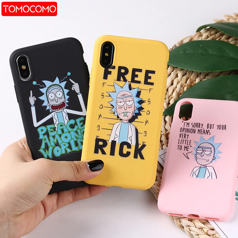 Rick y Morty divertido cómic Meme palabras divertidas para iPhone 8 8 Plus X 7 7 Plus XR Xs funda mate de silicona TPU suave Max