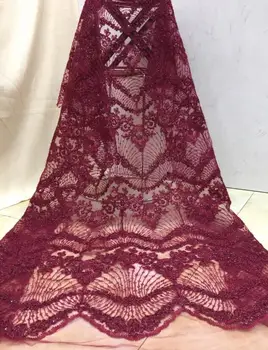 

yaking-11.1510 embroidered Mesh Tulle fabric Factory price sequins Nigerian lace fabrics