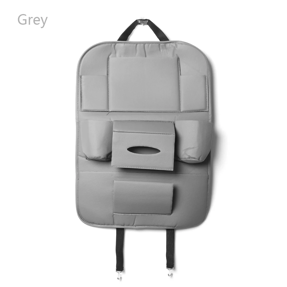 1 шт. Органайзер из искусственной кожи на заднее сиденье автомобиля и подстаканник держатель для планшета универсальное использование для хранения детских бутылочек коробка для салфеток - Название цвета: Grey