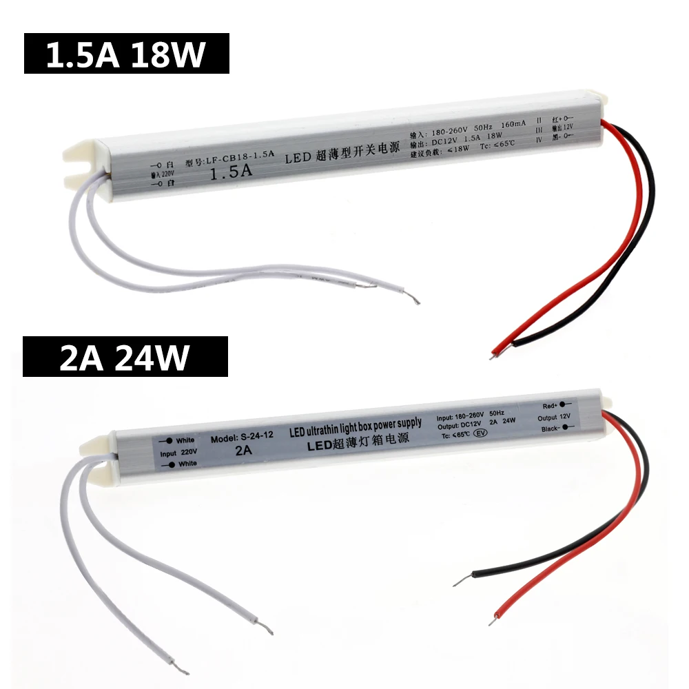 Ультратонкий Светодиодный источник питания 18 Вт 24 Вт 36 Вт 48 Вт 60 Вт 240 В трансформатор освещения 1.5A 2A 3A 5A адаптер драйвера