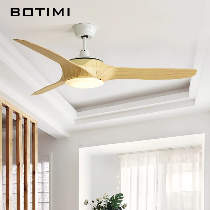 BOTIMI 3 Лопасти 220 В светодиодный потолочный вентилятор для гостиной Ventilador de techo скандинавские потолочные вентиляторы с подсветкой и пультом дистанционного управления