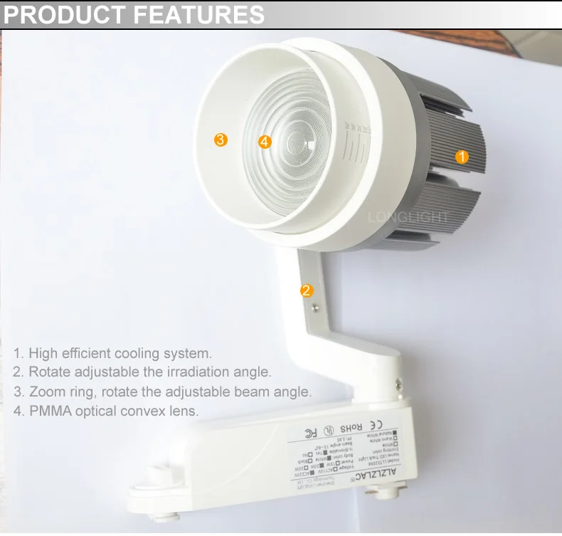 Масштабируемый точечный светодиодный Трековый светильник с регулируемой яркостью 110 В 220 в магазин одежды Точечный светильник Трековый светильник ing 3000K 4000K 6000K