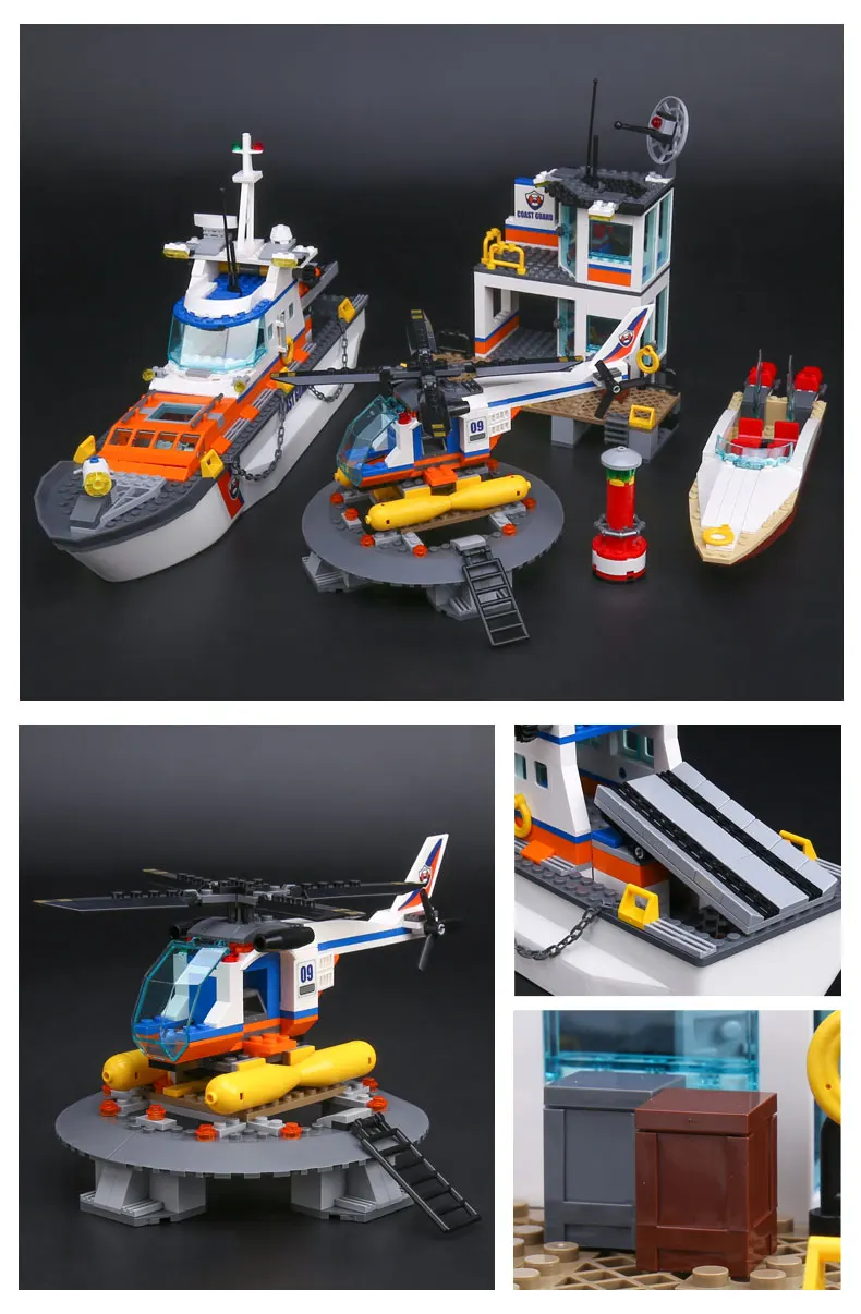 

Lepin 02081 855Pcs City Series Police Coast Guard Headquarters Base Building Blocks Toy DIY Educational Constructor Toys Gift