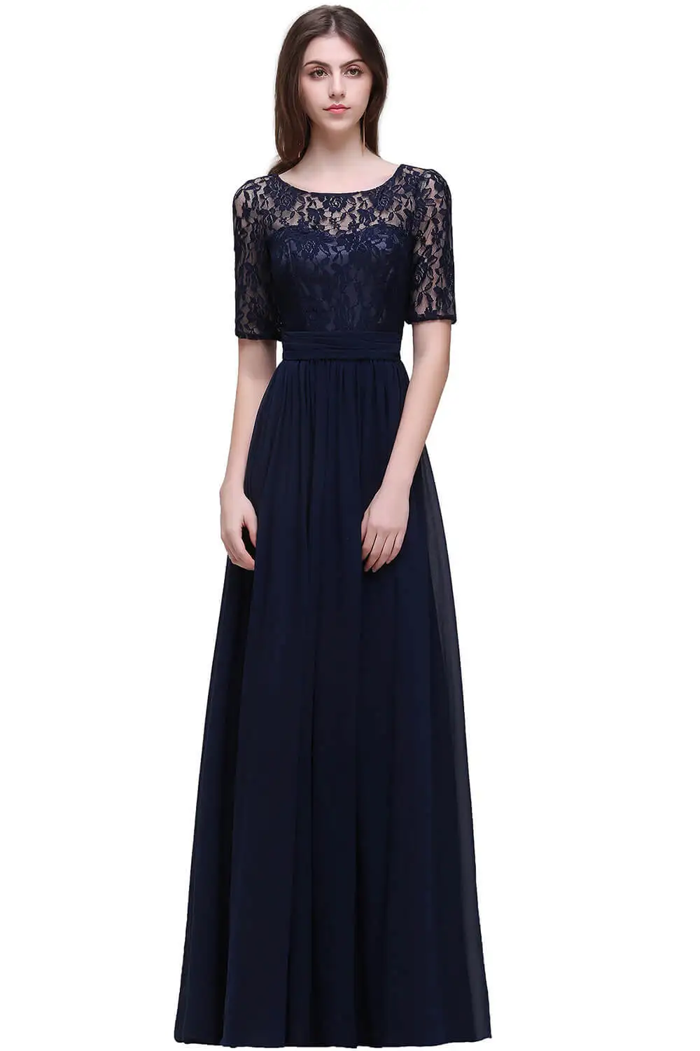 Vestido longo; элегантное, с рукавом до локтя Бургундия линия кружевное платье подружки невесты длинные 2019 шифон платья для выпускного в деловом