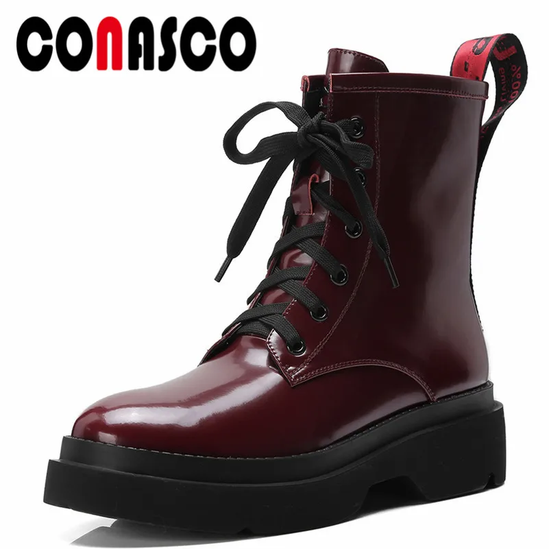 

CONASCO Fashion Women Ankle Boots Autumn Winter Warm Round Toe High Heels Shoes Woman Quality Casual Brand Design Martin Boots