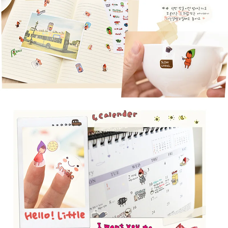 6 ملاءات الكرتون فتاة صغيرة الهاتف المحمول ملصقات قبعة حمراء فتاة ملصقا لطيف الفتيات Kawaii DIY مذكرات ملصقا ل الطفل E2102