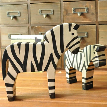 

2pcs/set Brand New Wooden Zebra Figurine Kids Toy Home Decoration Adorn Wooden Zebra Crafts Desk Decor Child Birthday Gift Toy