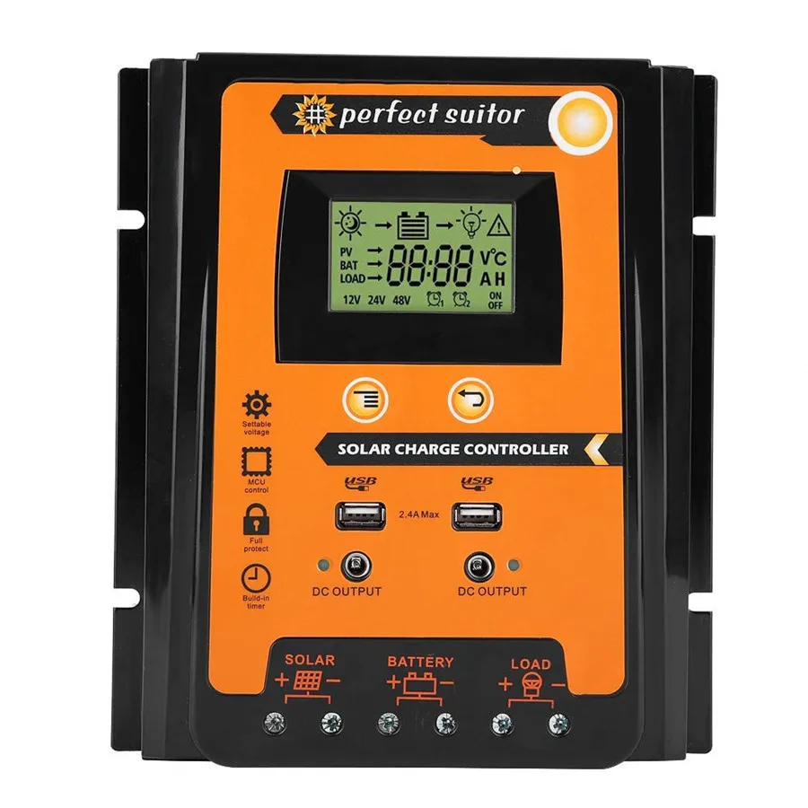 

70A MPPT Solar Charge Controller Solar Panel Battery Regulator Dual USB LCD Display Solar Charge Controller