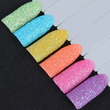 6 Boxes Candy Color Nail Glitter Powder Set Colorful Rainbow Sandy Nail Art Dust Pigment Powder