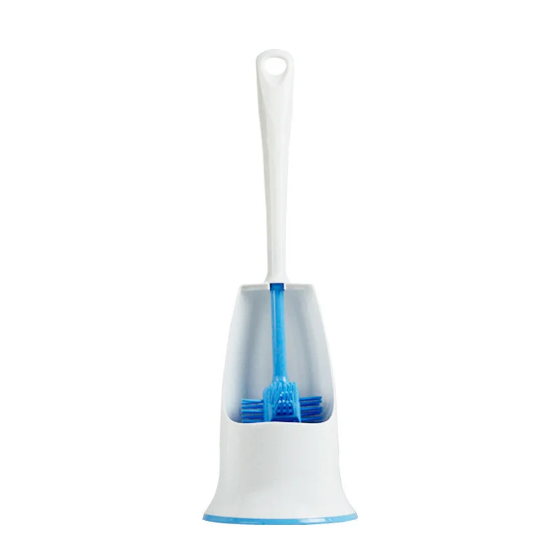 Двухсторонняя портативная Туалетная щеточка для очищения мягкой нано чистой щетки ванная комната Туалетная щетка чистящий инструмент Аксессуары для декора ванной комнаты - Цвет: White Blue