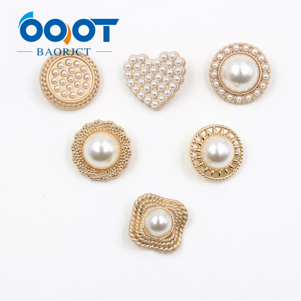 

A-19512-471,10 pcs White Faux Pearl gold Metal Button Shank Sewing Buttons for Woman Clothes Lady Girl Dress