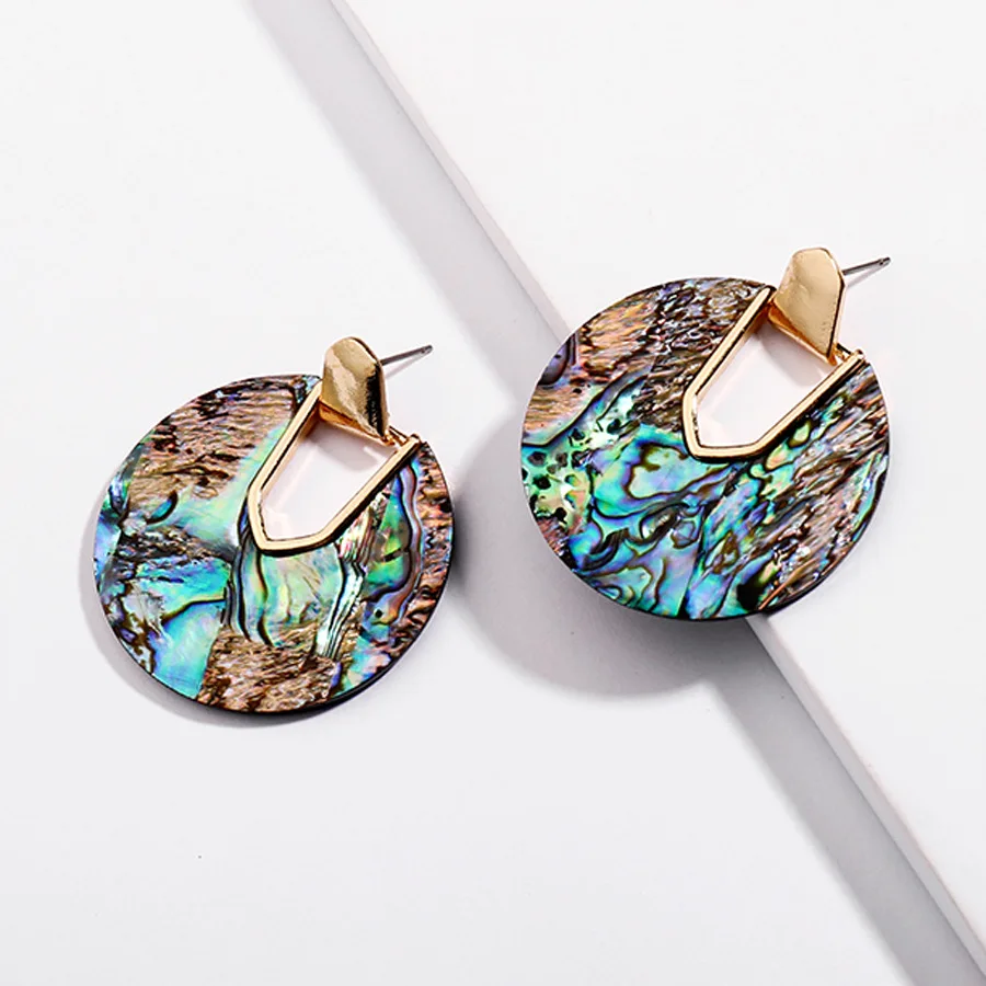 YJX Fall 2018 New Collection Statement Round Disc Abalone Shell Drop Earrings Collection Stunning Weightless