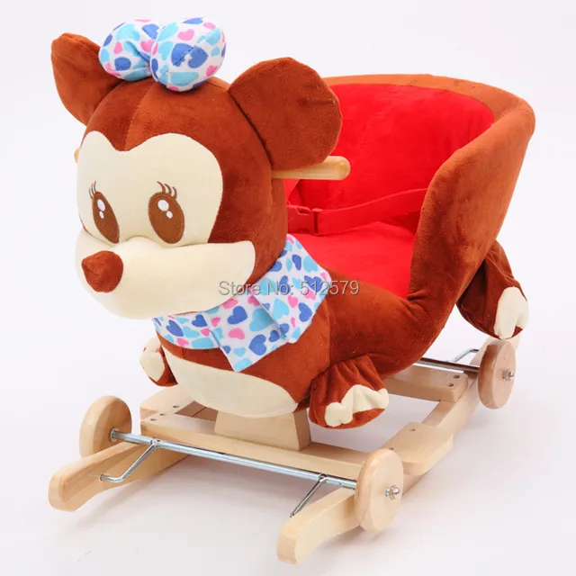 Cheap Kingtoy Plush Baby Rocking Chair Children Wood Swing Seat Kids Outdoor Ride on Rocking Cradle Toy