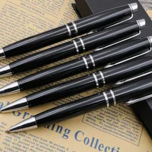 Студенческая ручка 181 черная серебряная отделка классическая металлическая шариковая ручка