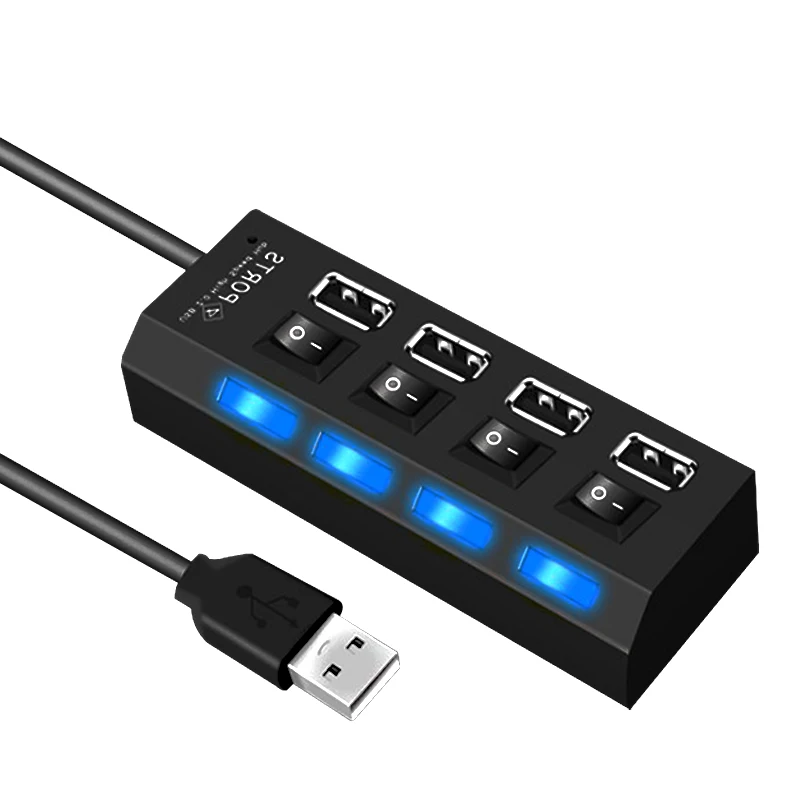 

USB 2.0 hub Multi USB Port Speed 480Mbps Hab 4 Ports Hub With on/off Switch USB Splitter For PC Computer Accessories usb hub