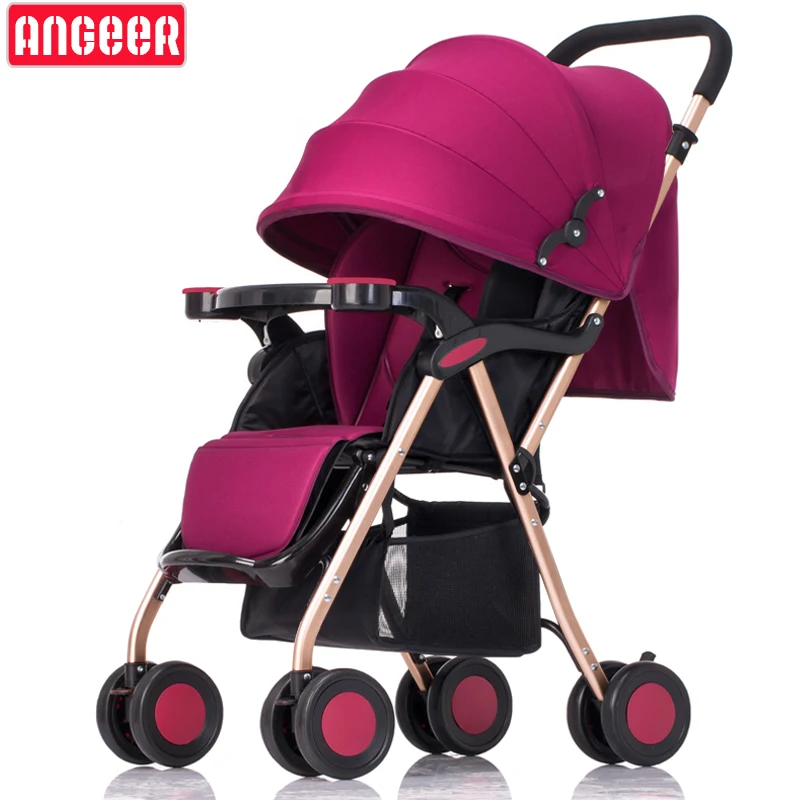 

Special price Aluminum alloy frame baby stroller can sit reclining light portable folding newborn baby umbrella 8 wheel stroller
