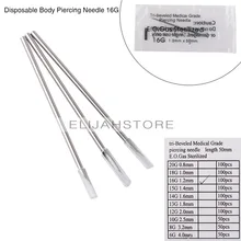 ELEGIRÁ 10 unids 41005 Disponible ESTÉRIL Body Piercing 16G Grado Médico Aguja Piercing para ombligo ear nose cejas microblading