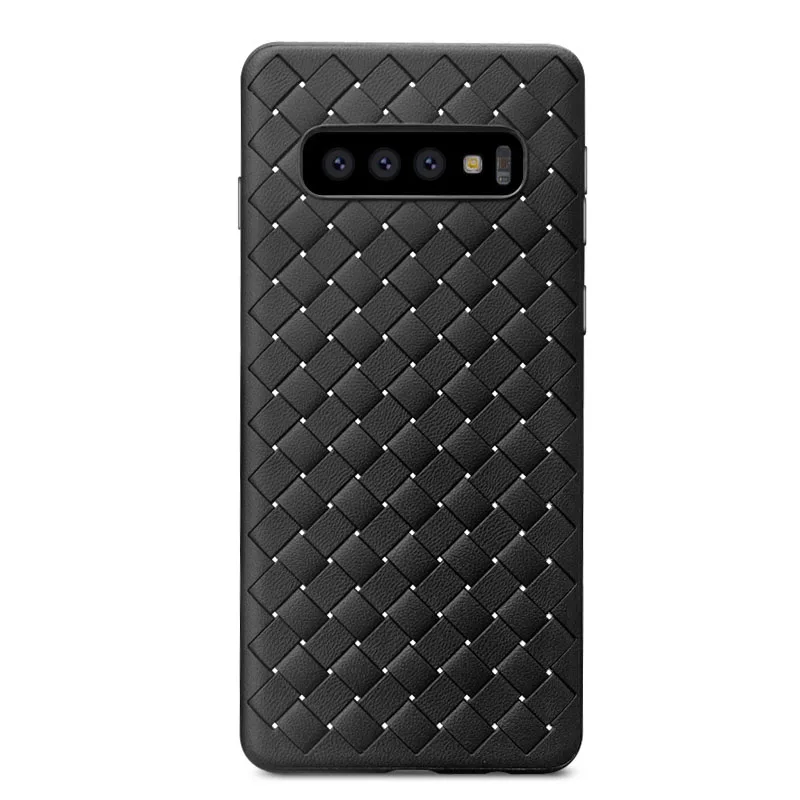 

Classic BV woven leather case For Samsung Galaxy S10 Plus S10 Lite Soft Cases Woven Pattern Leather Cover Coque