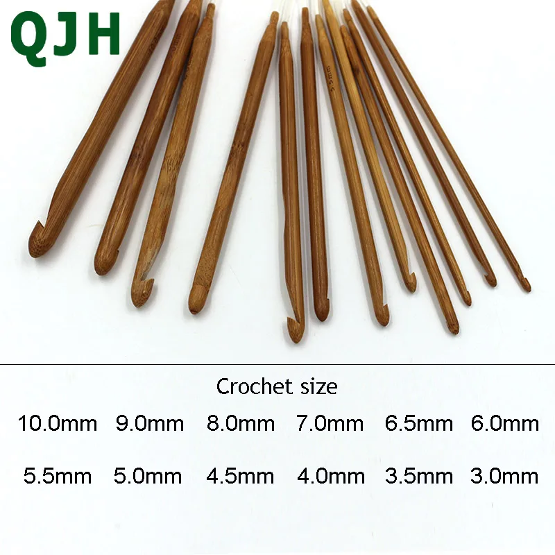 Крючки для вязания крючком из натурального бамбука, Гибкие крючки для вязания, 1,2 м, набор игл для вязания крючком, 12 размеров(3-10 мм
