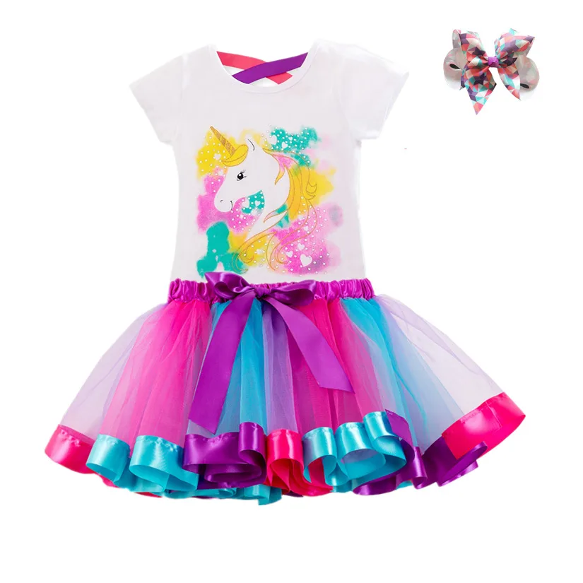 Комплекты одежды для девочек, нарядное платье-пачка с единорогом для девочек 3-8 лет, наряды на день рождения, детские костюмы