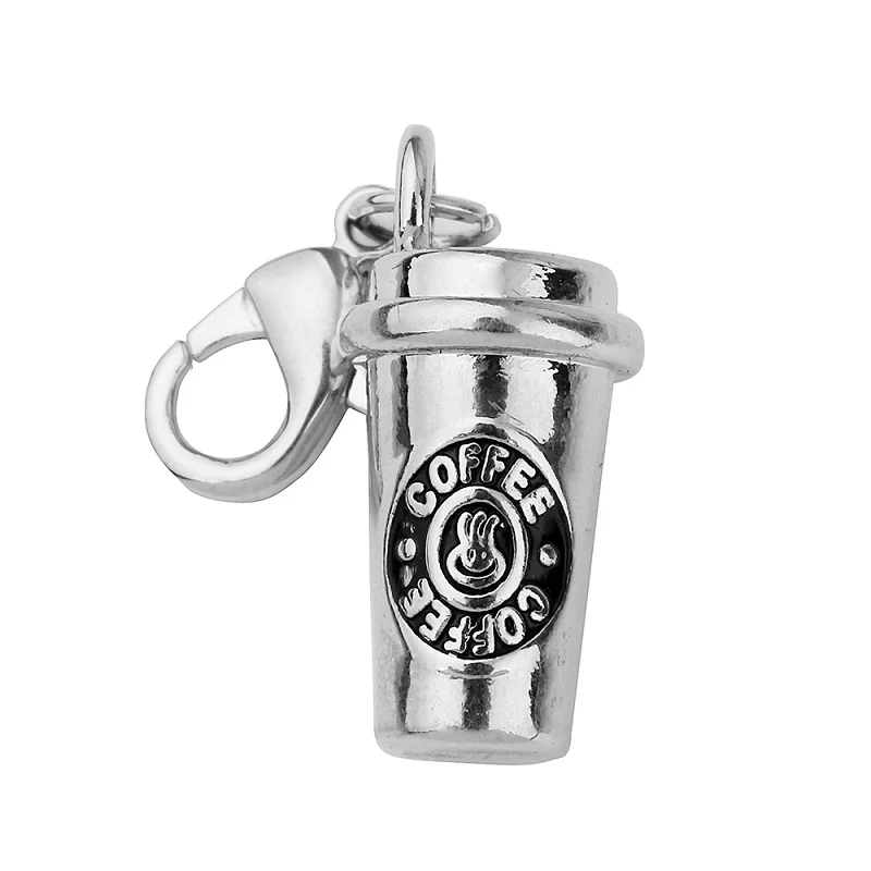 

Hand Stamped 2018 Baroque 3D Coffee Cup Charm With Lobster Clasp DIY Necklace Keychain Accessories Jewelry