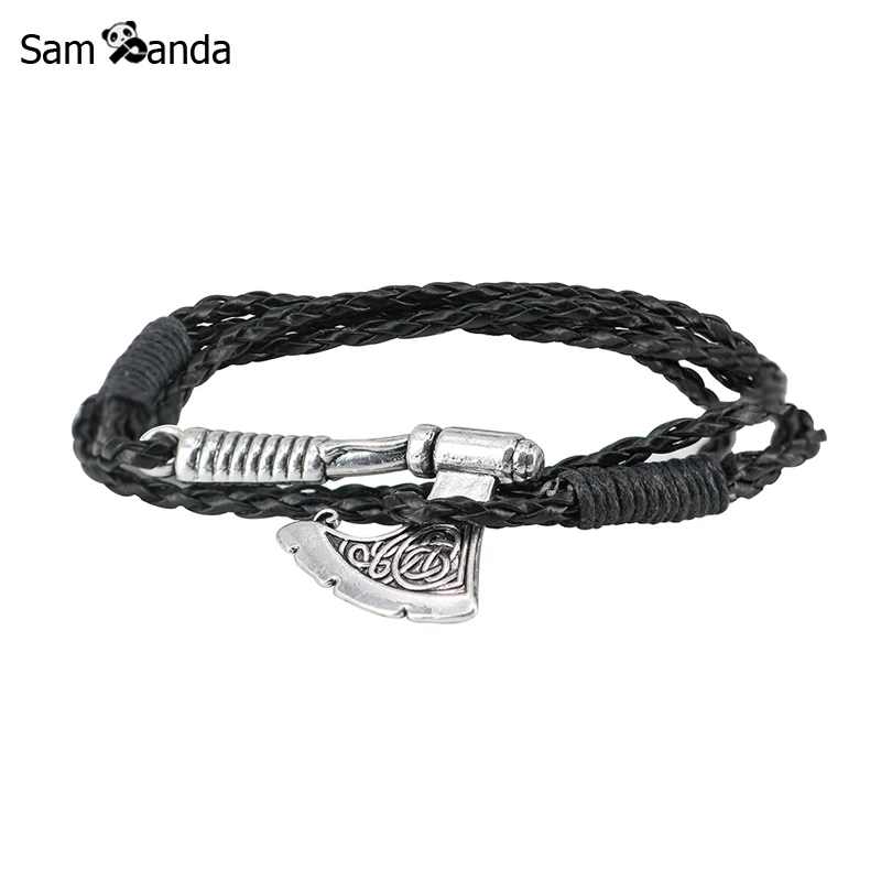 

2017 Hot Selling Axe Wrap Viking Bracelet Men Leather Accessories Slavic Perun Bangle Bracelets For Mens Jewelry MCC0359