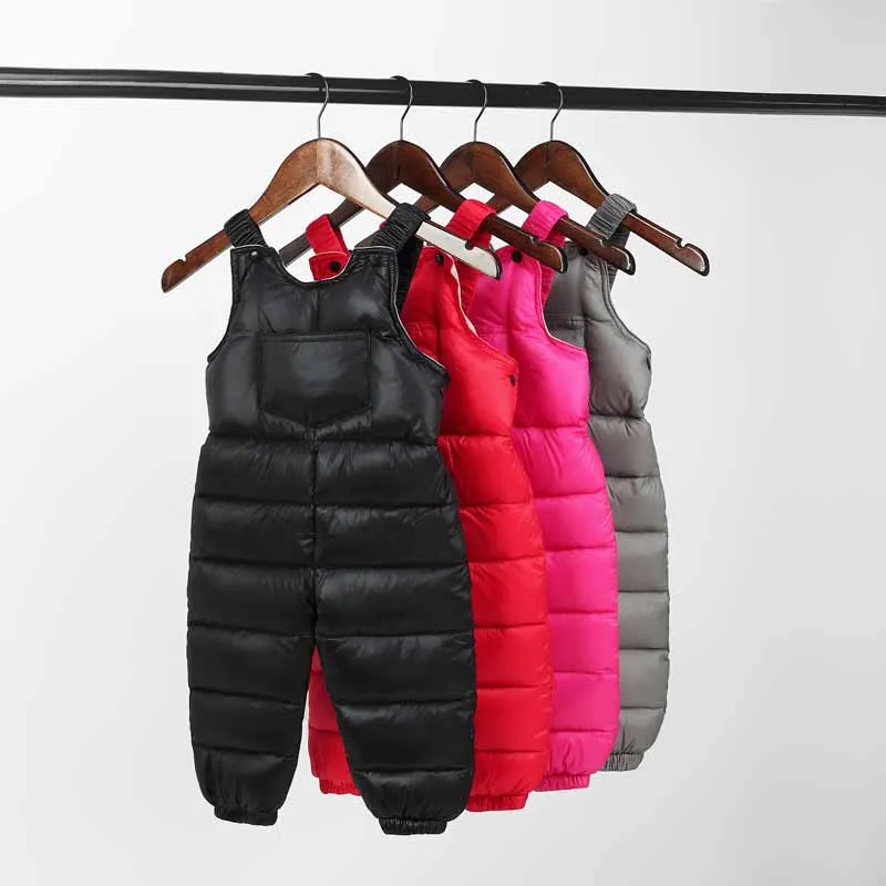 

Kids Children warm pants Waterproof Overalls Brand Baby Boys Winter Trousers Pants Thick Down Cotton Toddler Girls Leggings