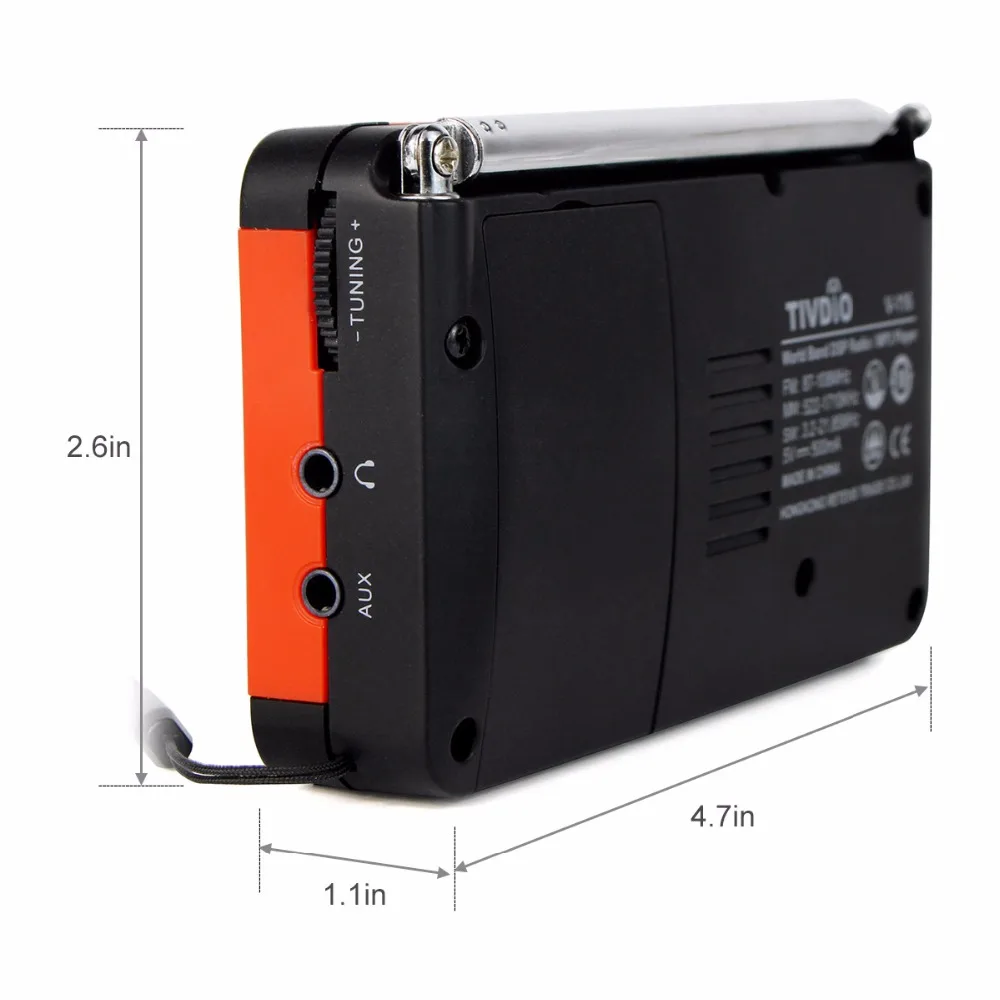 TIVDIO V-116 Portable Radio FM MW SW World Receiver USB/SD Card With MP3 Player/Sleep Timer Alarm Clock /E-book/Calendar TIVDIO V-116 Portable Radio FM MW SW World Receiver USB/SD Card With MP3 Player/Sleep Timer Alarm Clock /E-book/Calendar