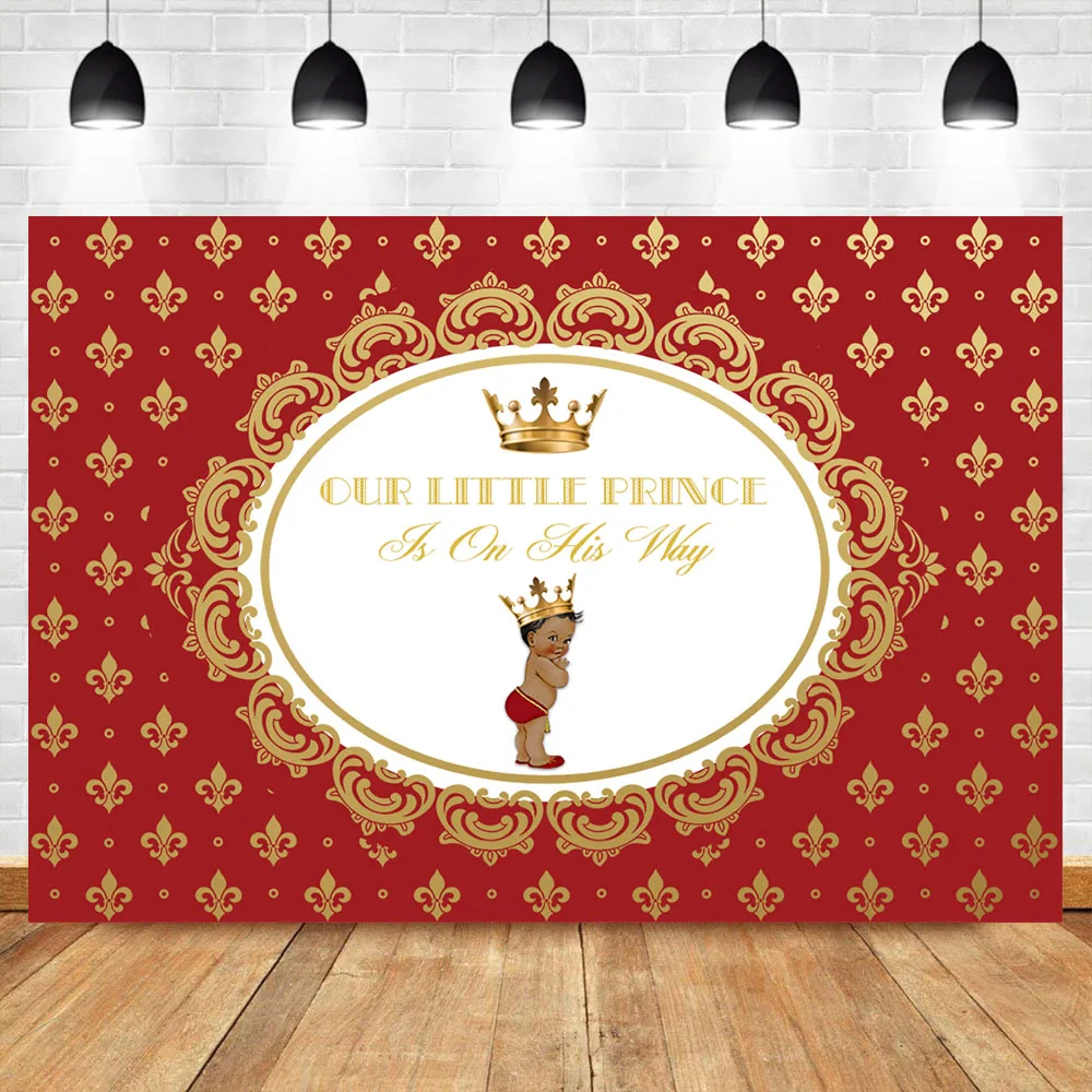 

NeoBack Royal Boy Baby Shower Background Prince Crown Retro Pattern Rad Photography Backdrops Studio Shoots