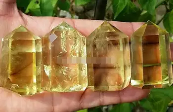 

000002218##@@4pcs Natural Citrine Crystal Rough Polished Point From Chin