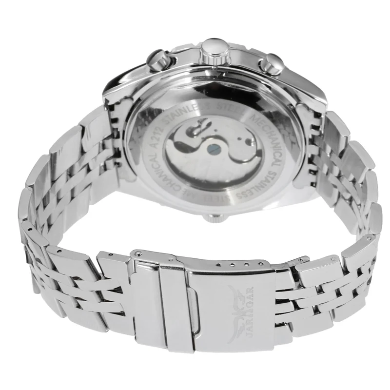 JARAGAR Men Luxury Brand Watch Stainless Steel Watches Tourbillion Automatic Mechanical Wristwatches Gift Box Relogio Releges