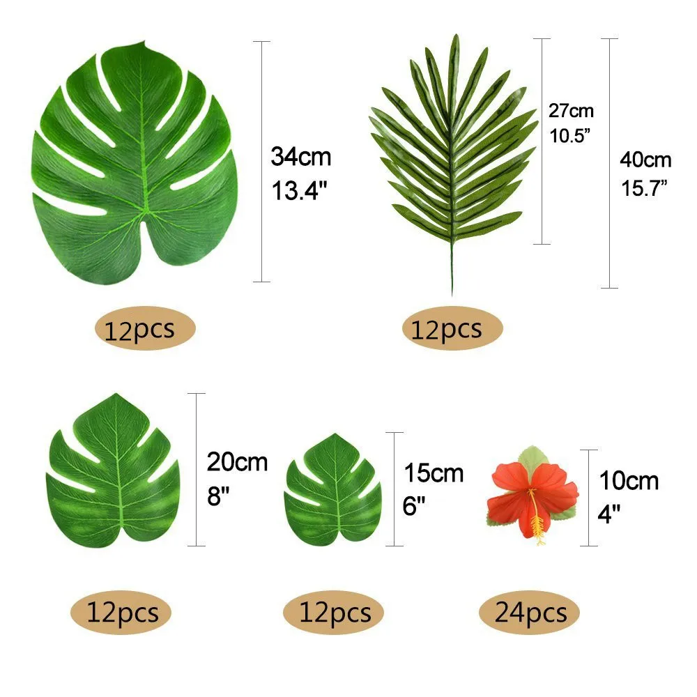 12 шт Искусственные тропические Пальмовые Листья черепаха лист имитация гибискуса цветок Гавайский джунгли пляж тема украшения для вечеринки сделанные своими руками