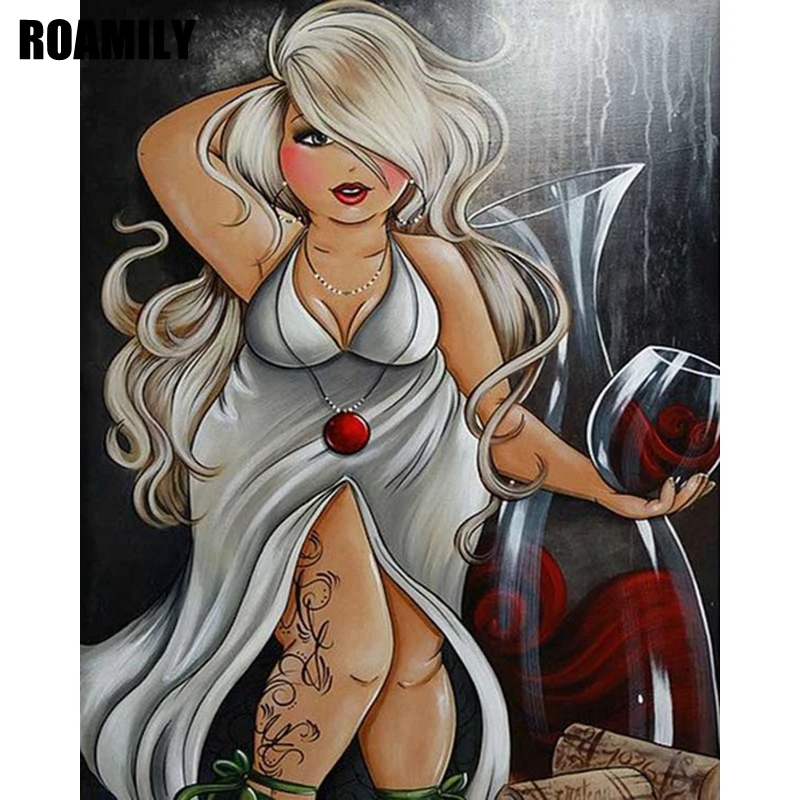 

ROAMILY,Full Diamond Embroidery,Fat Women Fat Ladies,Diamond Painting Full Round,A Picture Of Rhinestones,Wall Art,Drop Shipping