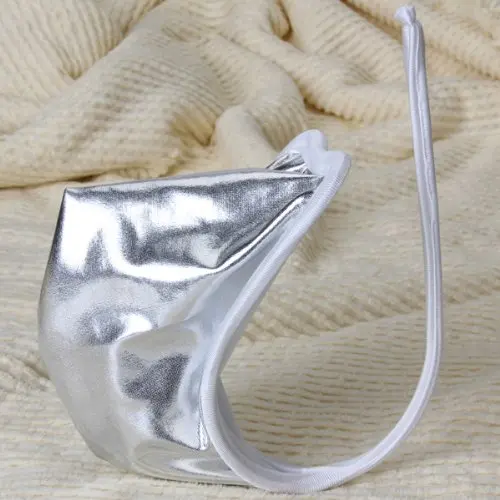 

TKOH Faux Leather C-string Thong Invisible Panty for Men - Silver