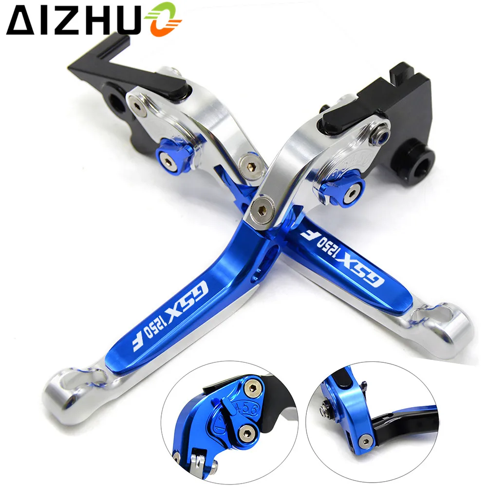 With GSX1250 F LOGO Motorcycle Clutch Brake Lever Aluminum Extendable Adjustable For Suzuki GSX1250 FA GSX 1250 FA 2010-2016