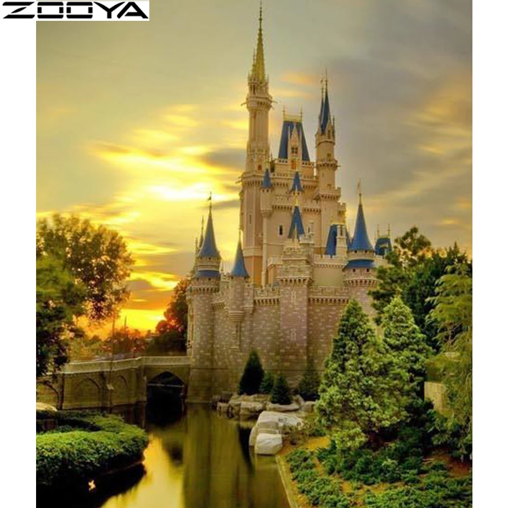 ZOOYA New DIY Diamond Mosaic Castle Painting Rhinestones Landscape Cross Stitch Patterns Russian Style EmbroideryF1079 | Дом и сад