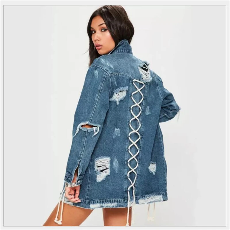 2018 Denim Jackets Women Hole Boyfriend Style Long Sleeve Jean jacket Denim Loose Spring Autumn Denim Coat Jean K246 2018 Denim Jackets Women Hole Boyfriend Style Long Sleeve Jean jacket Denim Loose Spring Autumn Denim Coat Jean K246