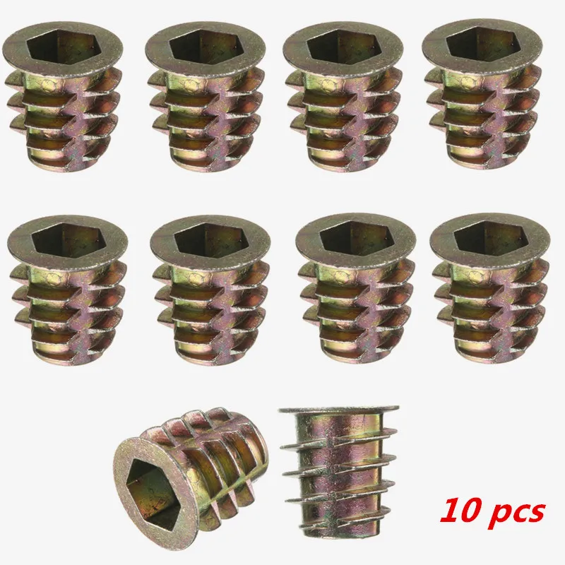 

Best Promotion 10pcs Zinc Alloy Hex Screw Set Insert Nut Wood Furniture Hex Socket Drive Head Screws Threaded For Wood Furniture