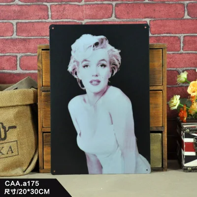 

New Fashion Iron Sheet Painting Retro European-style Marilyn Monroe Metal painting Home Decoration Wall Art